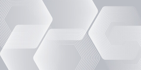 White abstract glowing geometric hexagon lines with technology digital hi-tech concept background © achmad