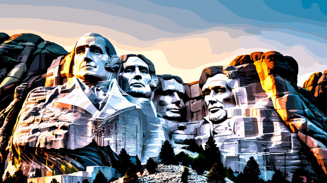 Mount Rushmore National Memorial featuring the sculpted heads of four U.S. presidents against a dramatic sky.