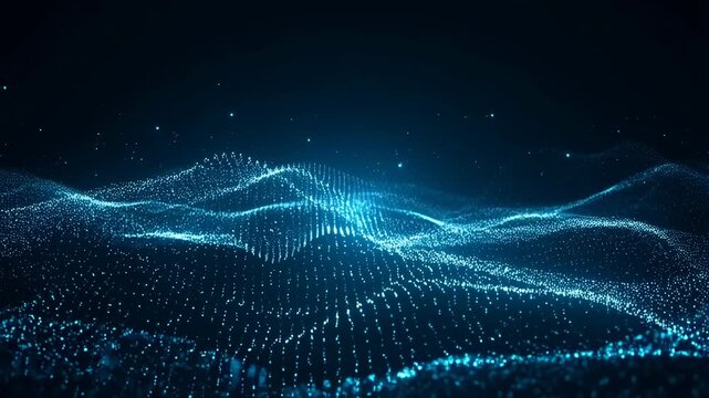 Dynamic flowing digital waveforms creating mesmerizing futuristic patterns and motion
