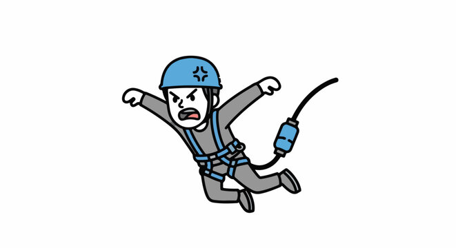 Cartoon Character Skydiving With Parachute Gear.