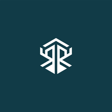 monogram minimalist abstract R logo on dark teal background