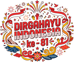 Obraz premium Indonesia Independence Day flat vector illustration