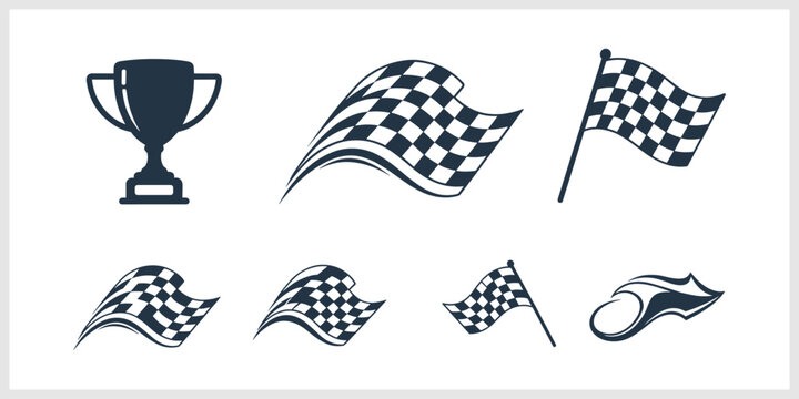 Racing Icons Trophy Checkered Flags and Flame Emblem