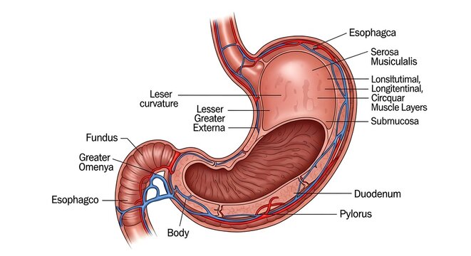 Anatomy of the Human Stomach System.