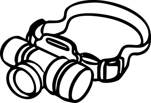 Night Vision Goggles Scuba Diving Snorkel Ocean Sea Equipment Gear Aquatic Sport Adventure Recreation Activity Coloring Drawing Line Art