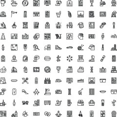 Fototapeta premium Set of modern minimalist web icons illustrating diverse conceptstechnology, business, health, travel, food, home, and lifestyleclean line vector symbols for ui and digital design
