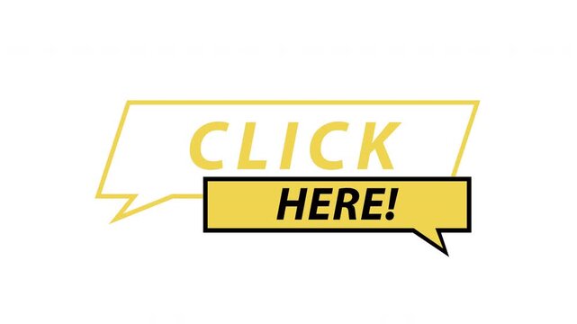 Click Here Button Banner With Call To Action Speech Bubble For Web Marketing And Promotion