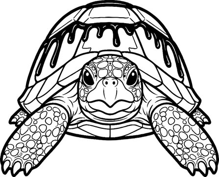 Detailed Black and White Illustration of a Tortoise Shell Pattern.