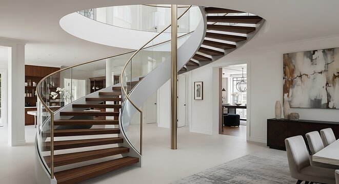 Luxury Floating Staircase in Modern Home Interior