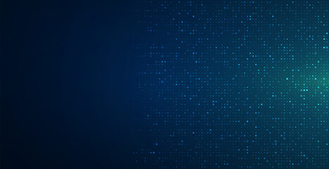 Fototapeta premium Digital technology background. Digital data square blue pattern pixel background