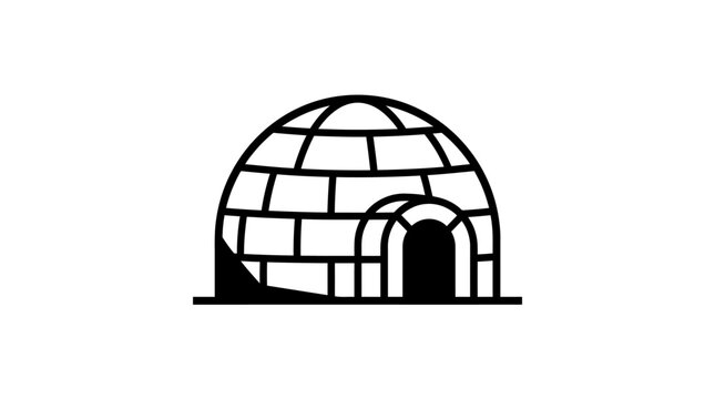 Black and white illustration of traditional igloo shelter design.