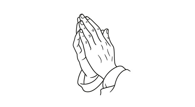 Hands praying isolated on white background for religious concept and symbols