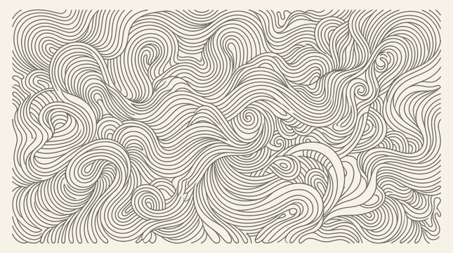 Flat vector monoline texture, continuous flowing lines creating modern abstract surfaces

