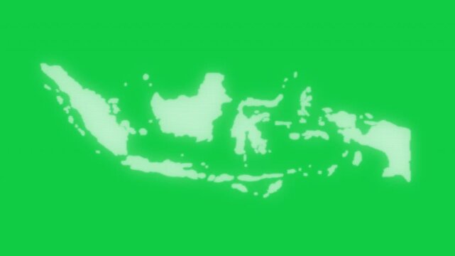 Indonesia VHS old screen effect map pop animation green background