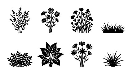 Floral Elements Vector Set, Botanical Icons, Garden Plants, Nature Graphics © Shahin