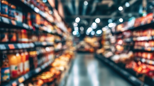 A retail supermarket focused on organized aisles, fresh products, packaged goods, drinks, and household supplies in one place.
