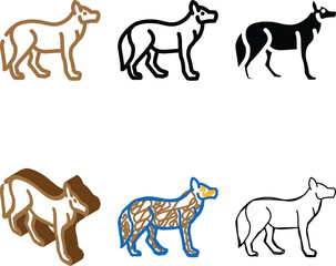 Obraz premium wolf animal color icon vector. wolf styles animal sign. isolated symbol illustration