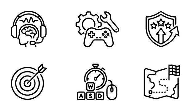 Gaming Icons Set: Strategy, Esports, Competition, Technology, Entertainment