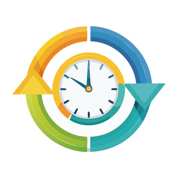Clock cycle with arrows in flat design