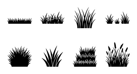 Grass Clumps Vector Set, Nature Elements, Greenery Icons, Garden Design © Ruma