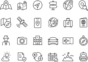 Fototapeta premium Travel icon set isolated on white background. Tourism icon set.
