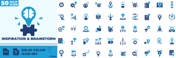 Inspiration And Brainstorm Solid Color Editable Icons set © Madani Pro