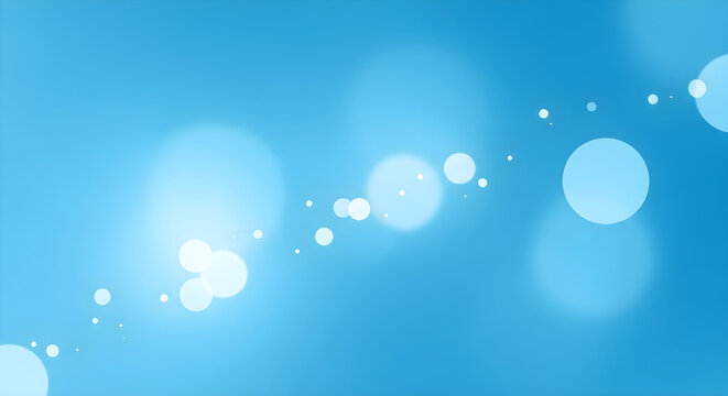Vibrant blue background with white bokeh lights and particles floating across