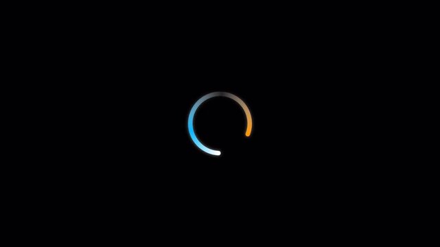 Glitched circular status indicator with digital interference and system artifacts on black background, cyberpunk loading screen 4k video