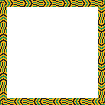An Abstract Geometric Patterned Kente Cloth Inspired Frame With A White Center Space