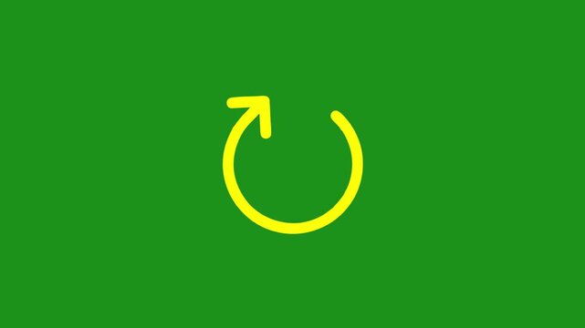 Circular arrow rotating on green background symbolizes reload process and continuous movement