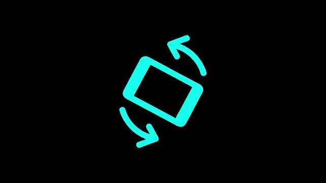 Smartphone orientation rotate icon animation showing mobile screen transition on dark backdrop
