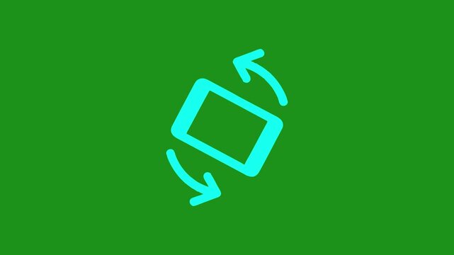 Smartphone rotation animation on a green screen, device screen orientation changing, mobile display rotates footage
