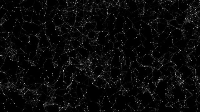 Colorful digital plexus network connecting glowing dots animation. Video