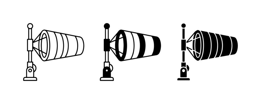 Wind Sock Icons, Meteorological Instrument Set, Weather Measurement Symbols