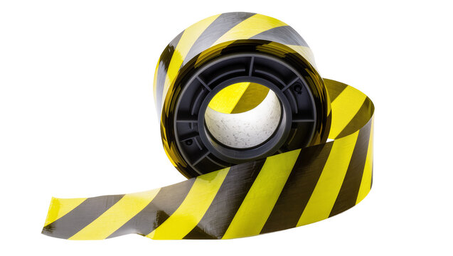 Caution tape roll with yellow and black stripes