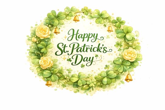 happy st patricks day wreath of flowers
