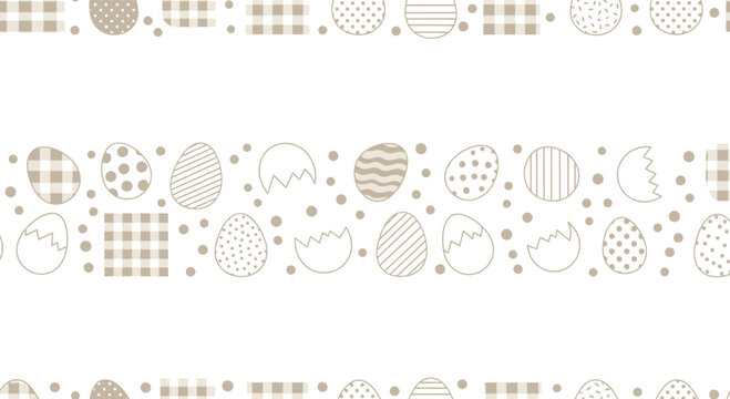 Easter egg pattern border design with various decorative elements and copy space