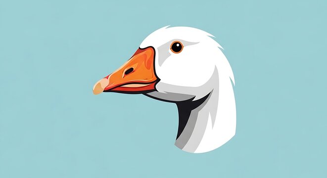 White Goose Head Illustration Closeup.