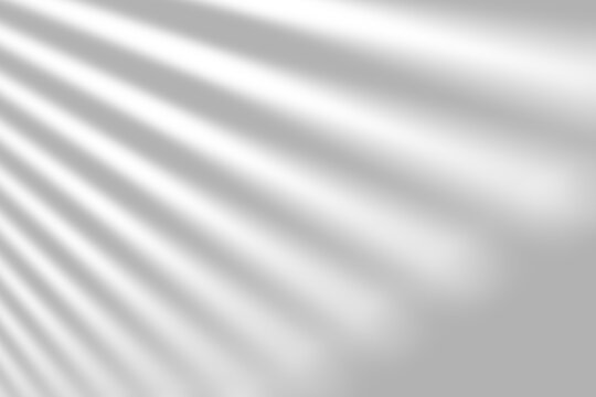 Minimalist window shadow overlay on white wall, soft light rays and blind shadows, clean aesthetic background for product mockup and presentation