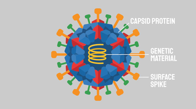 Virus Particle Structure Showing Capsid Proteins