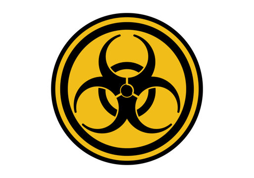 S&iacute;mbolo circular de peligro biol&oacute;gico con fondo amarillo