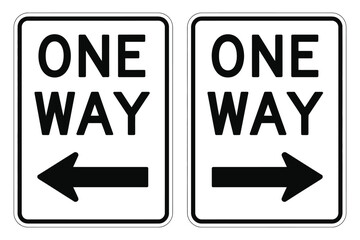 One Way Road Sign icon set with Directional Arrow symbols, vector illustration for Traffic Management, Navigation and Driving concepts. © ABUBOKKORsiddik