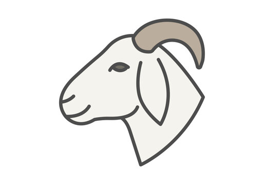 Perfil de cabeza de cabra con cuerno