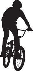Naklejka premium Silhouette of a cyclist performing a stunt on a bmx bike with movement
