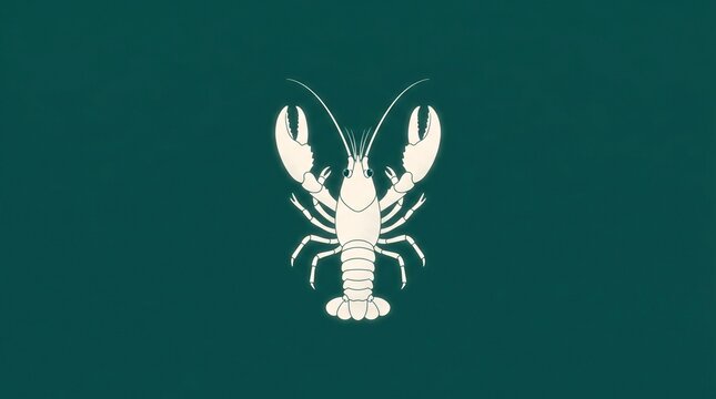 Minimalist White Lobster Claws Raised Alert Teal Background Fierce Tiny Art