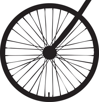 Black silhouette of a bicycle wheel with transport, transportation