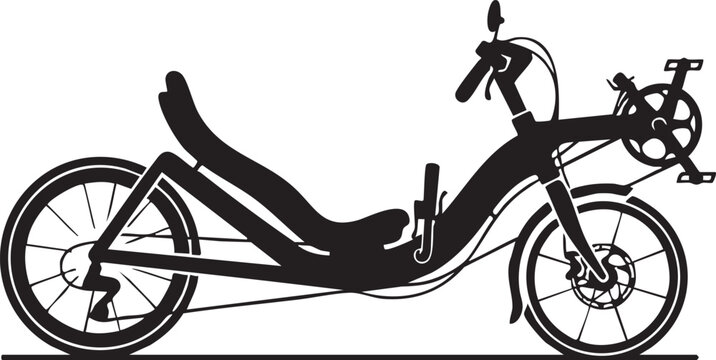 Black silhouette of a recumbent stationary exercise bike with exercise