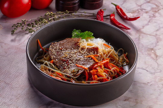 Asian funchosa noodles with beef