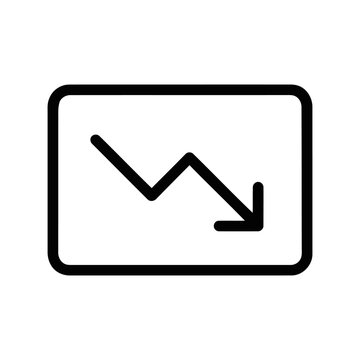 Line chart icon with a downward trend arrow inside a rounded rectangle frame, representing financial decline or negative growth