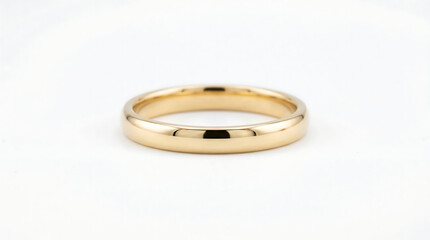 Naklejka premium Simple plain gold band ring, no engravings no stones, minimalist jewelry, studio product shot on white background